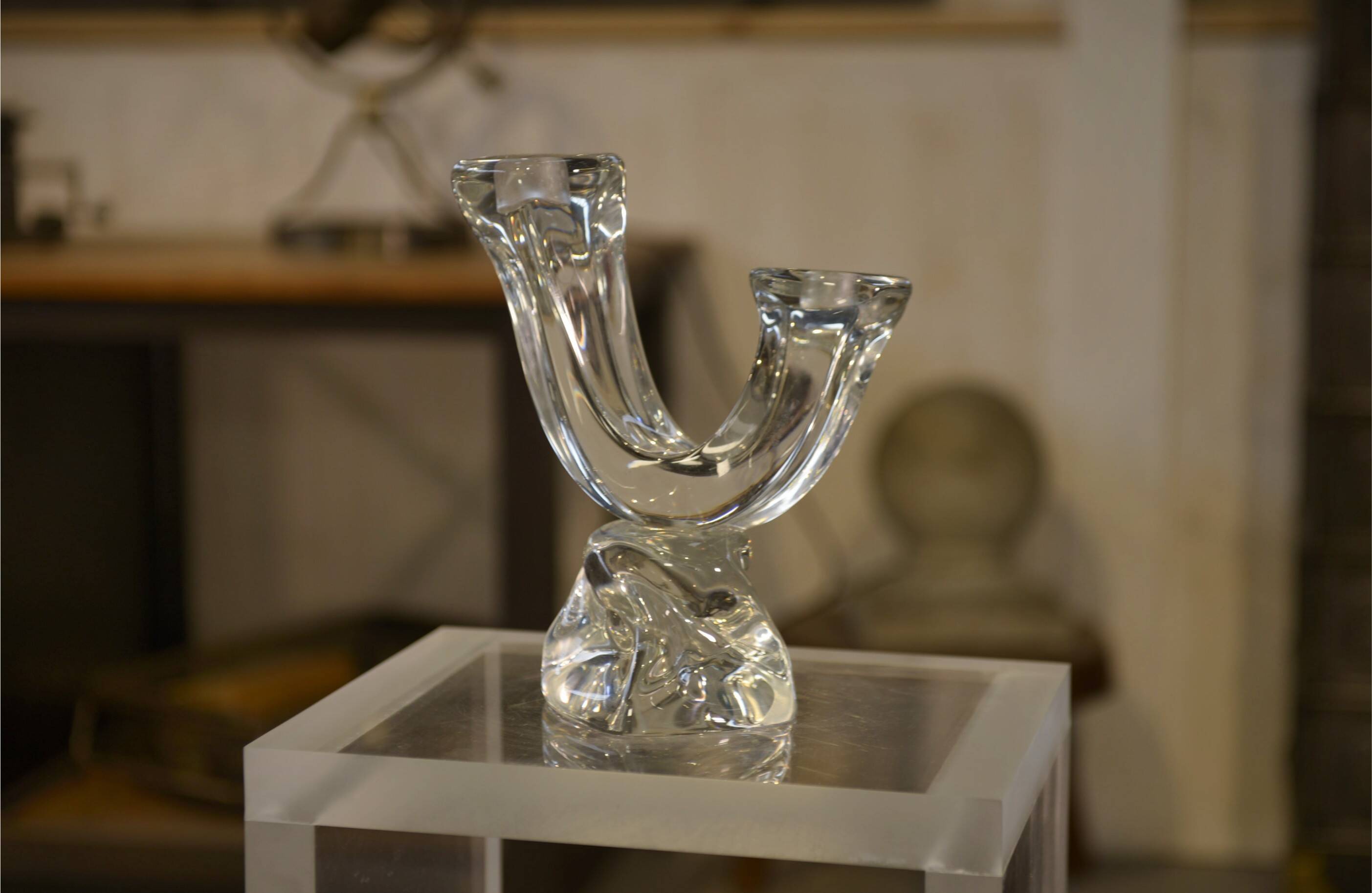 Crystal candlestick by Daum Nancy France 1970s