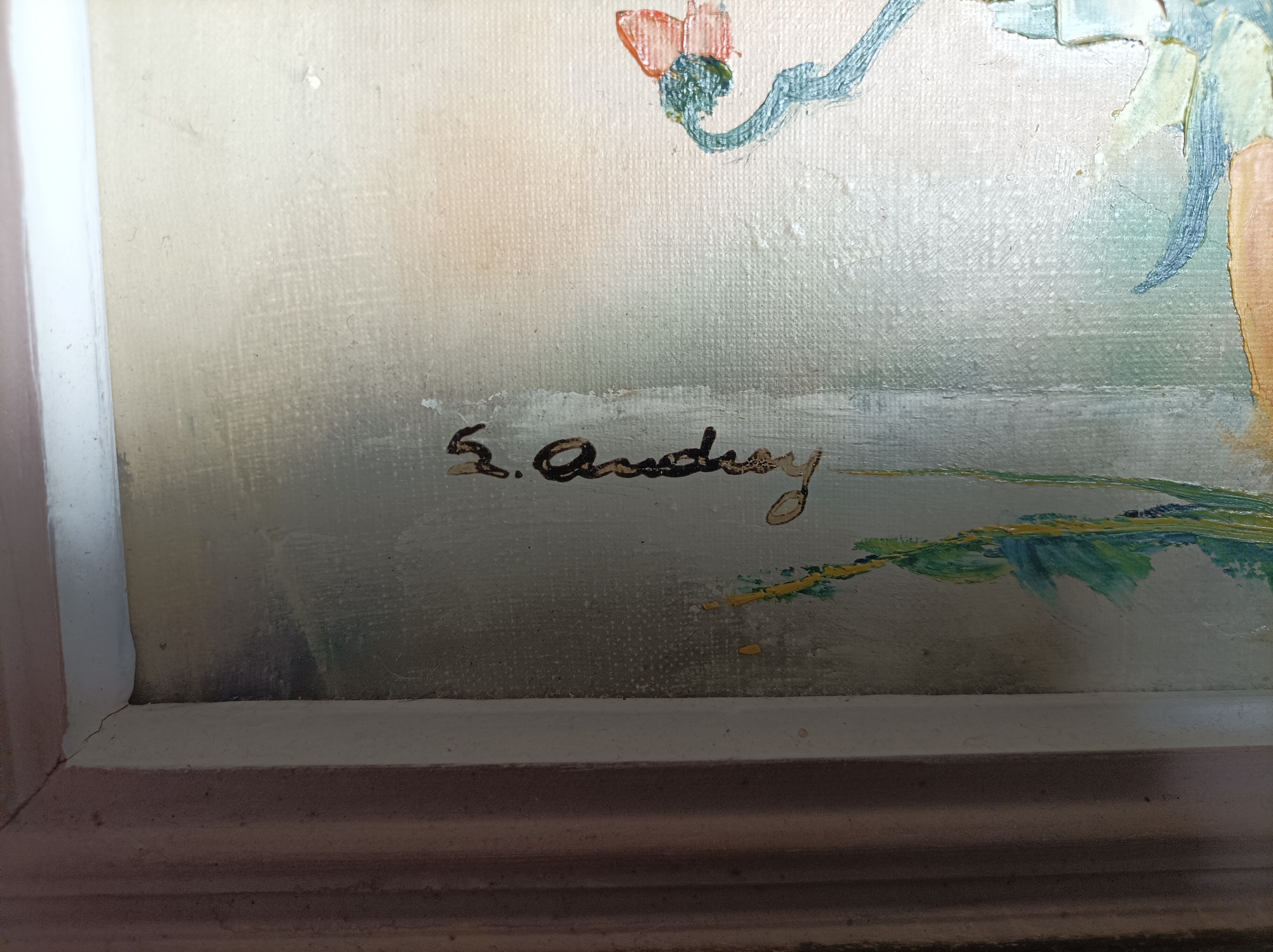 oil painting on canvas vintage floral decoration frame Montparnasse