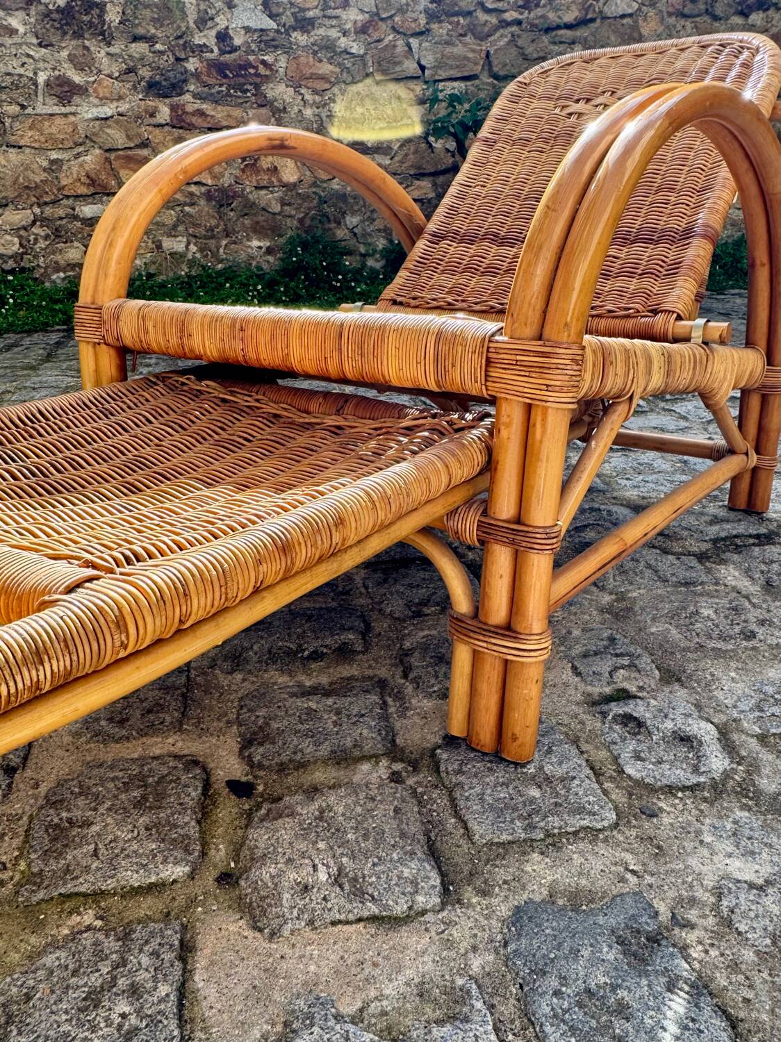 Rattan and wicker lounge chair