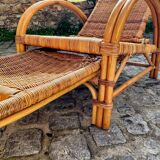 Rattan and wicker lounge chair