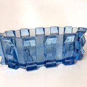 Art Deco Blue Glass Bowl / Centerpiece by Rudolf Schrötter -Inwald, Poland
