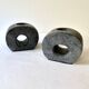 Pair of terracotta candle holders with anthracite finish, 1980s.