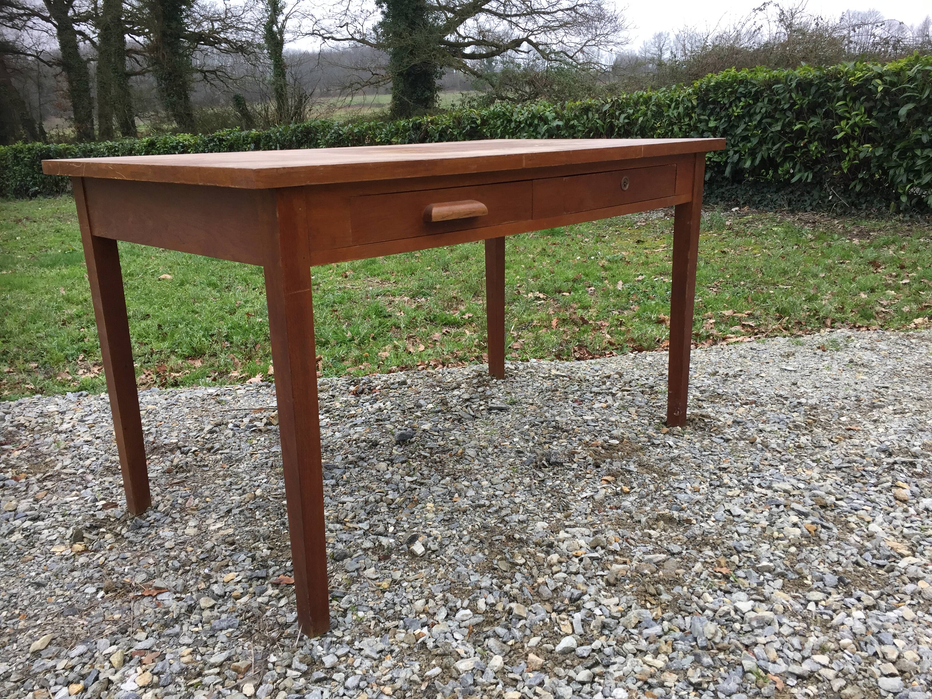 Vintage oak desk table with 2 drawers