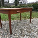 Table bureau vintage en chêne à 2 tiroirs (dit table bureau de fonctionnaire)