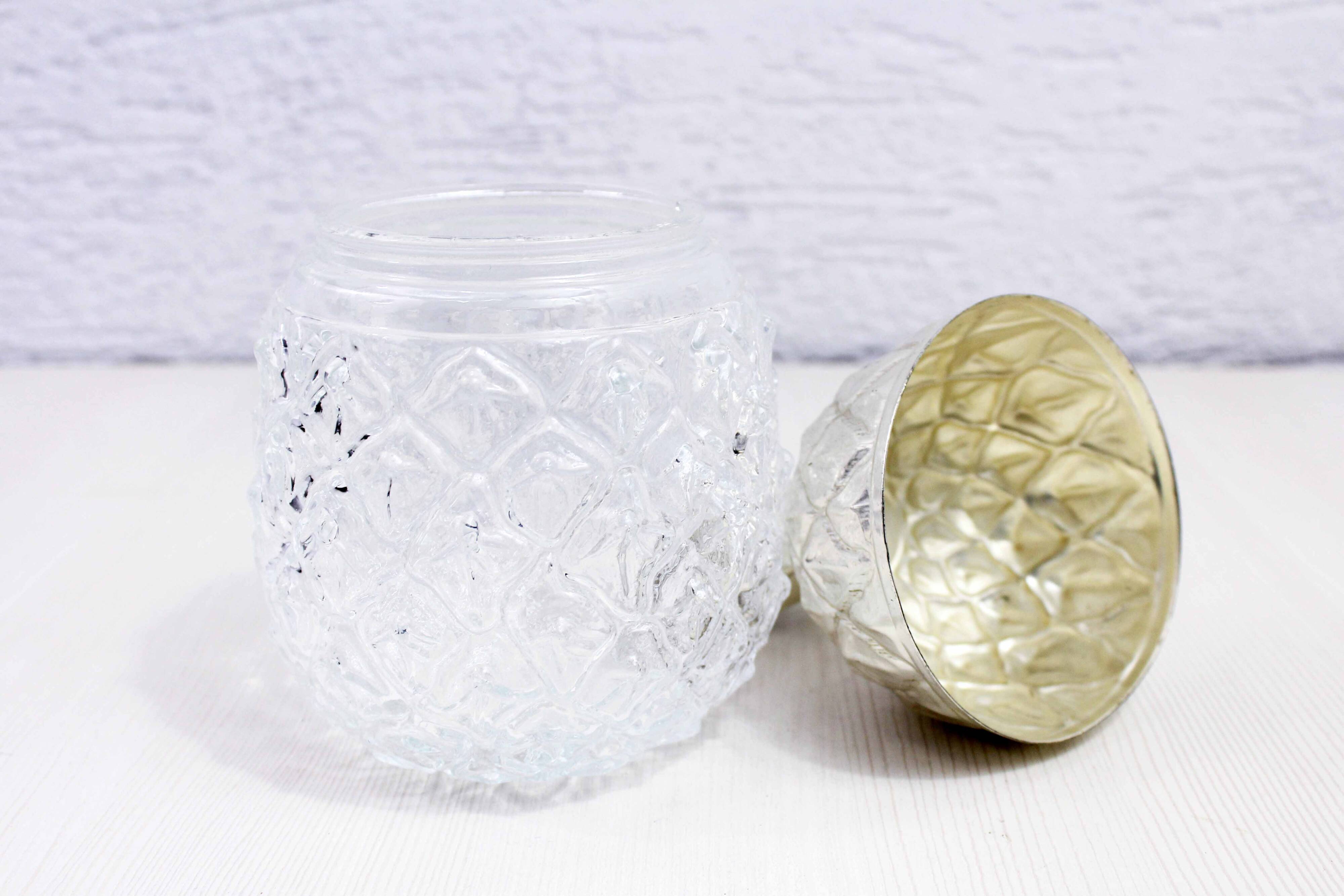 Glass and metal pineapple candy box