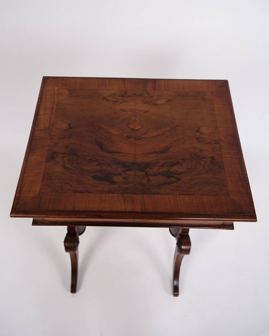 Antique side table with drawer - hand polished mahogany - turned legs - year 1880s