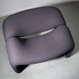 Artifort Groovy model F598 chair by Pierre Paulin upholstered with charcoal bouclé