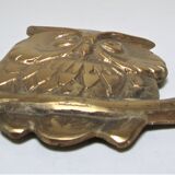 Three owls on a massive brass branch vintage wall decoration