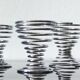 6 vintage chrome metal egg cups in spiral shape, 1970s