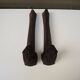 Antique Cast Iron Andirons: Bust of a Starry Woman