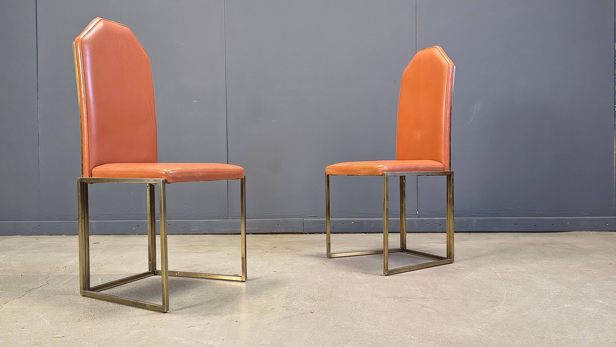Vintage brass dining chairs by Belgochrom, 1970s