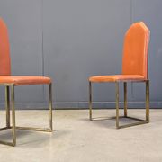Vintage brass dining chairs by Belgochrom, 1970s