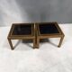 Pair of Romeo Rega side tables in brass and smoked glass, Italy 1970.