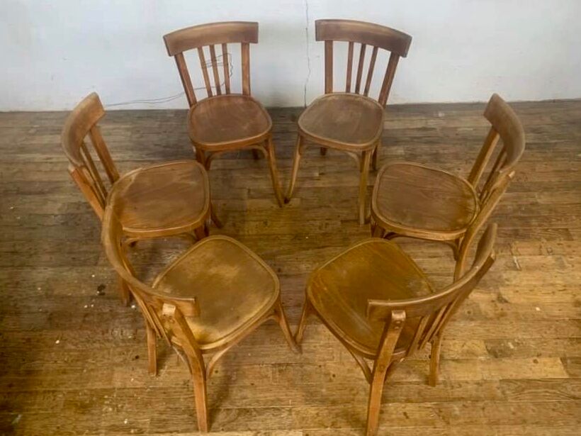 Series of 6 old chairs bistrot bar vintage restaurant BAUMANN