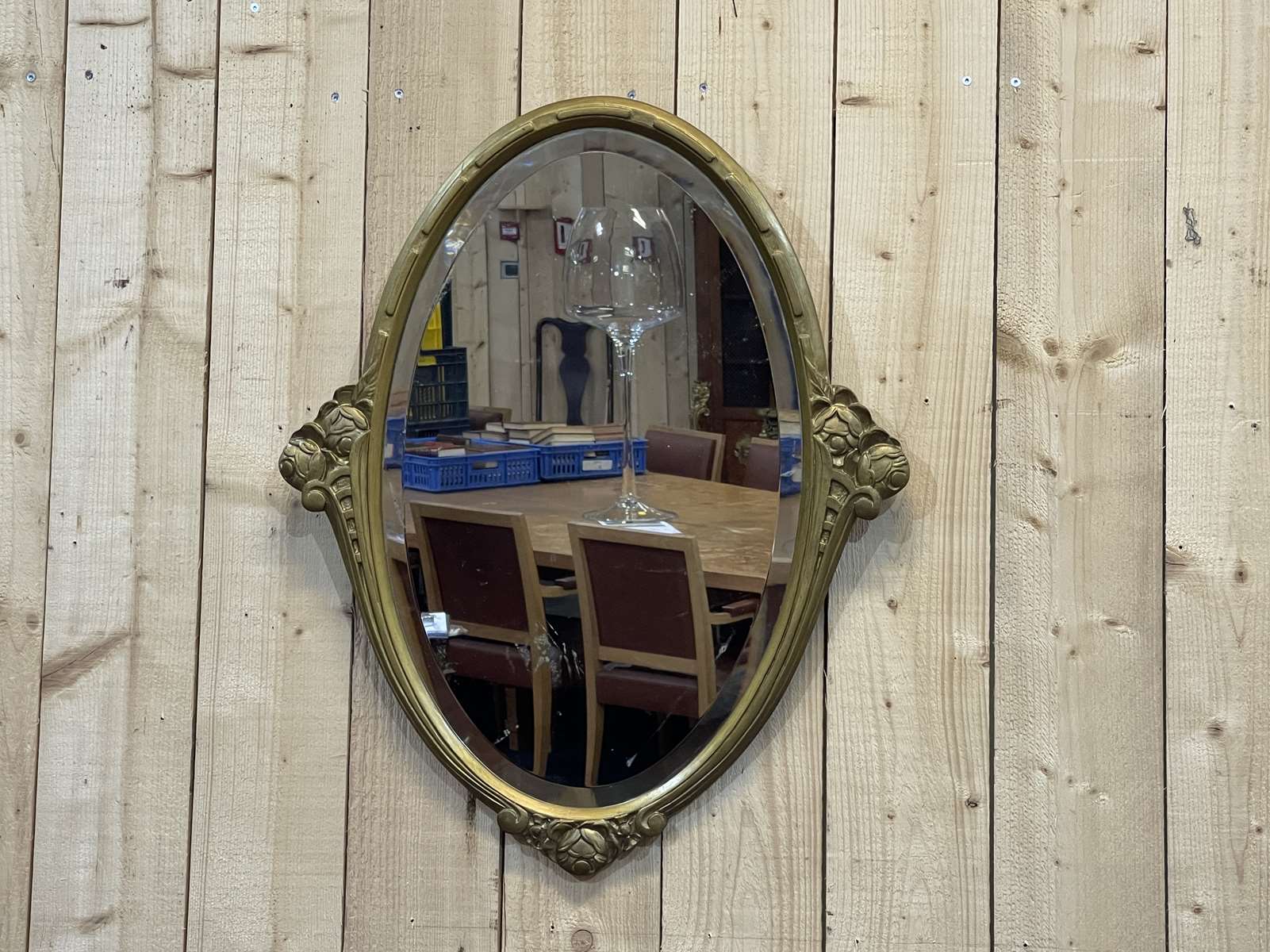 Oval Art Deco mirror from the 1930s - 73x60cm