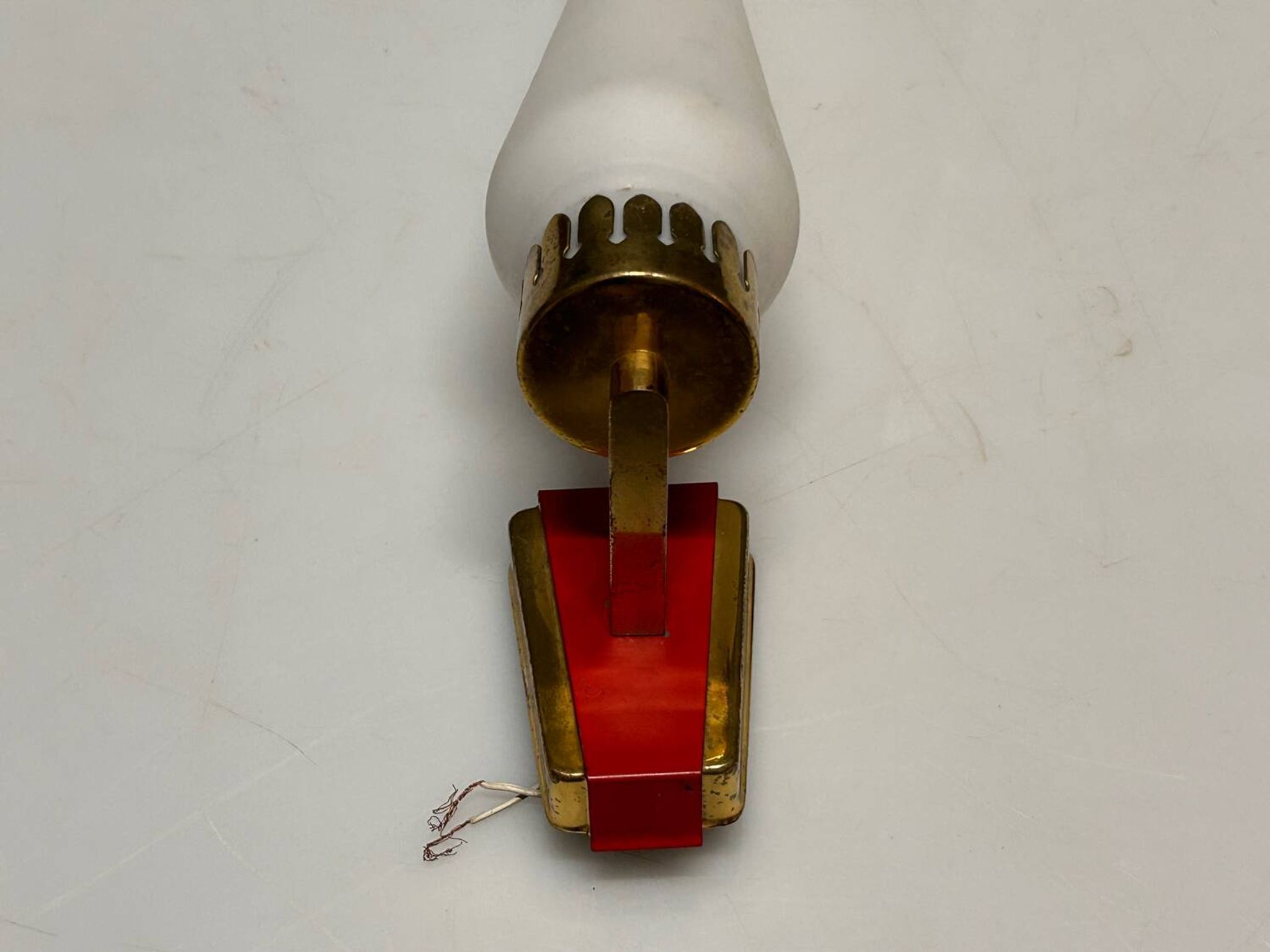 Stil Novo Opaline Glass and Brass Sconces, 1950s, Italy - Set of 2