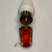 Stil Novo Opaline Glass and Brass Sconces, 1950s, Italy - Set of 2