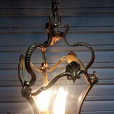 Bronze lantern Louis XV style in working order, curved glasses
