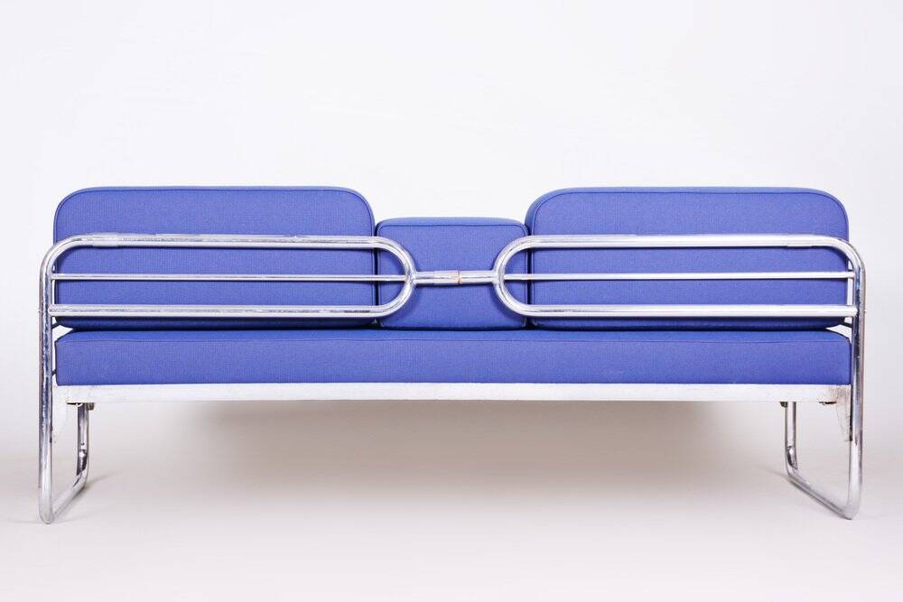 Bauhaus Blue Sofa attributed to Hynek Gottwald, Czech, 1930s