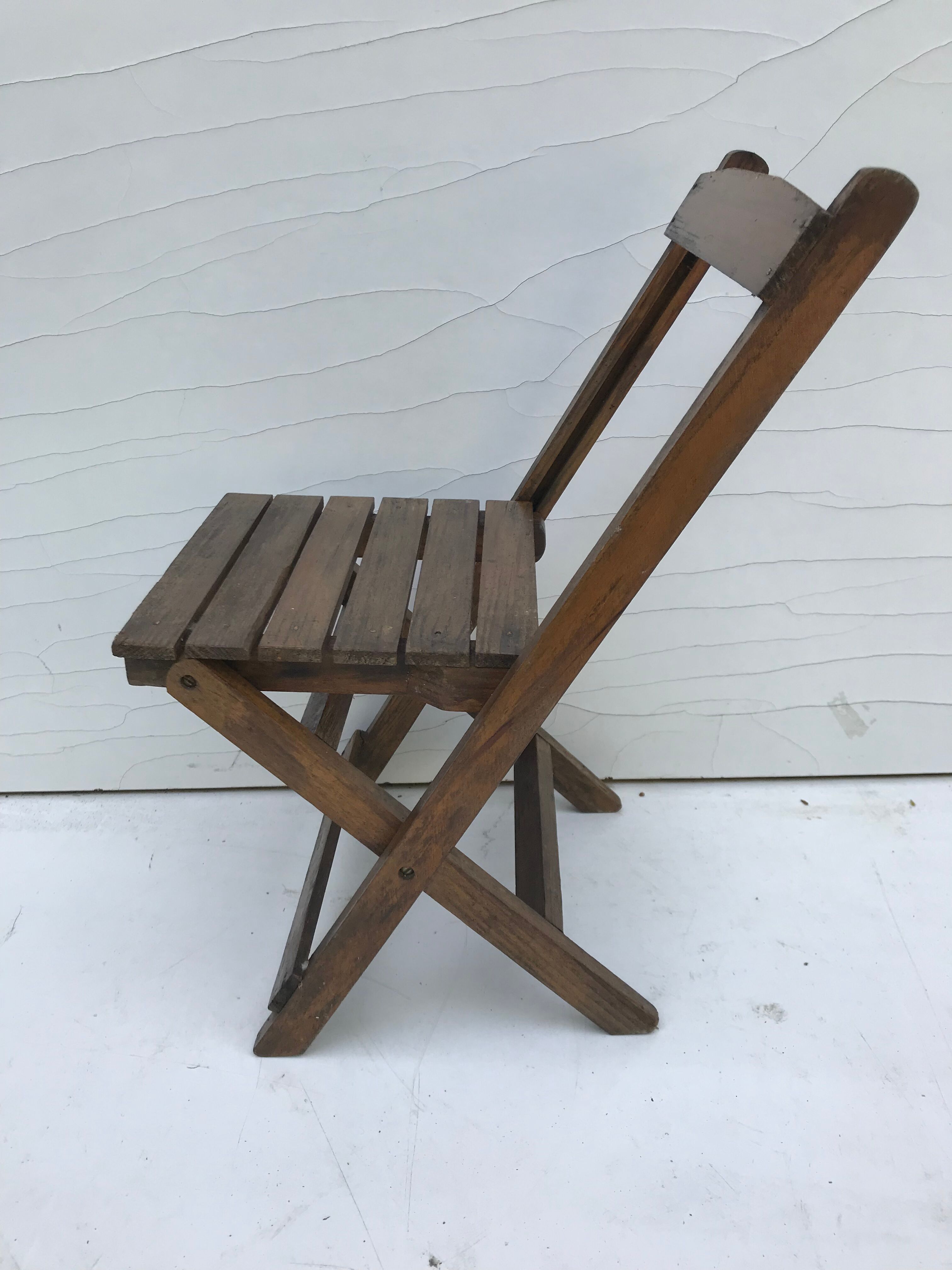 Old folding chair child in wood