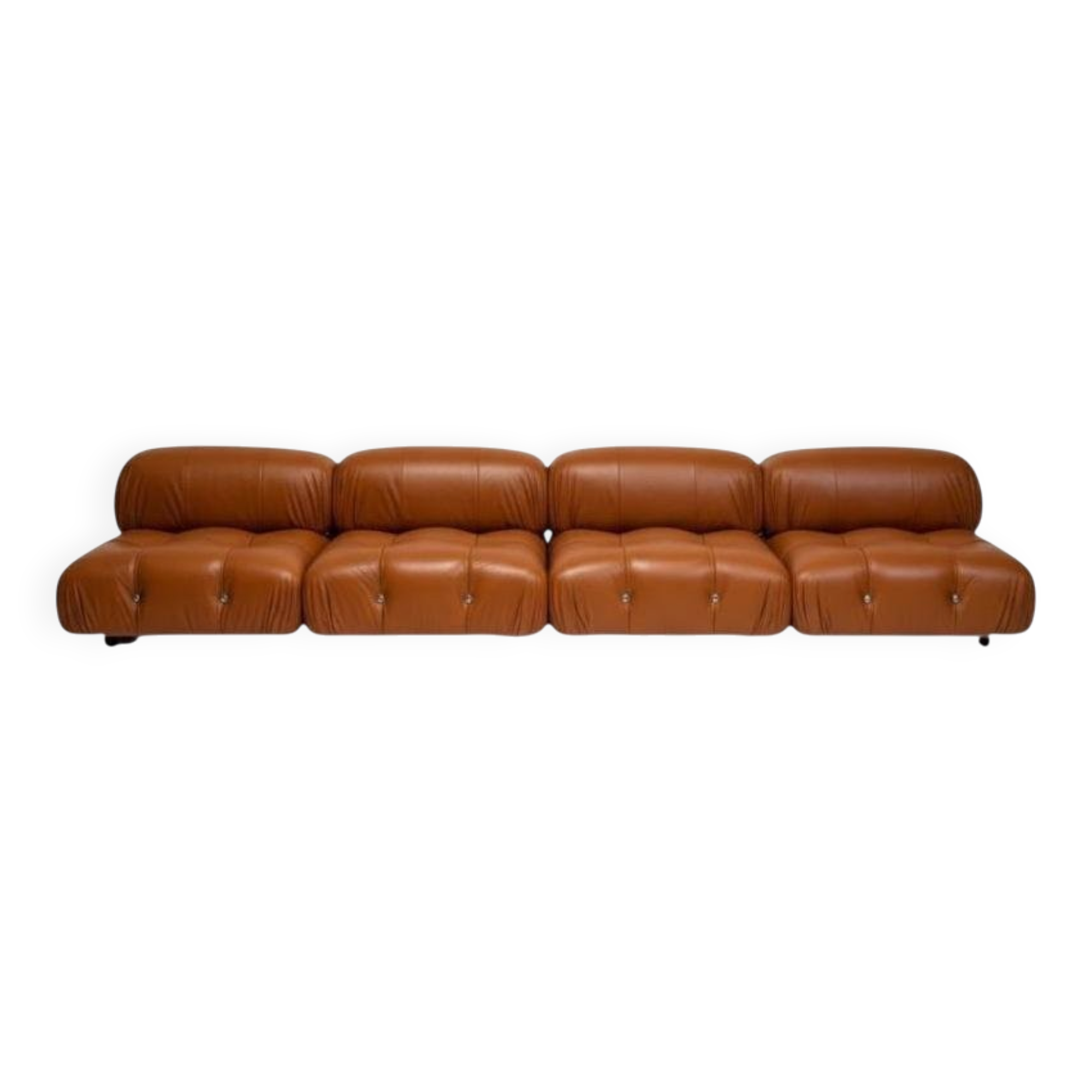 Camaleonda Lounge Sofa in Cognac Leather by Mario Bellini for B&B Italia, 1973, Set of 4