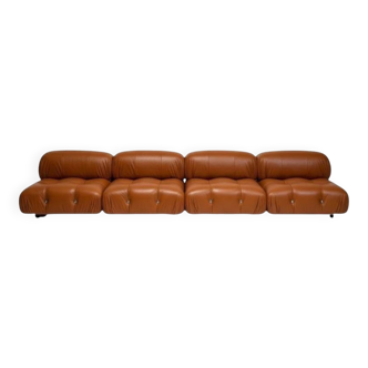 Camaleonda Lounge Sofa in Cognac Leather by Mario Bellini for B&B Italia, 1973, Set of 4