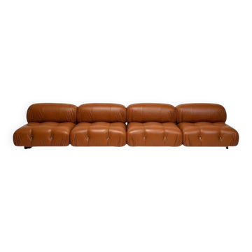 Camaleonda Lounge Sofa in Cognac Leather by Mario Bellini for B&B Italia, 1973, Set of 4