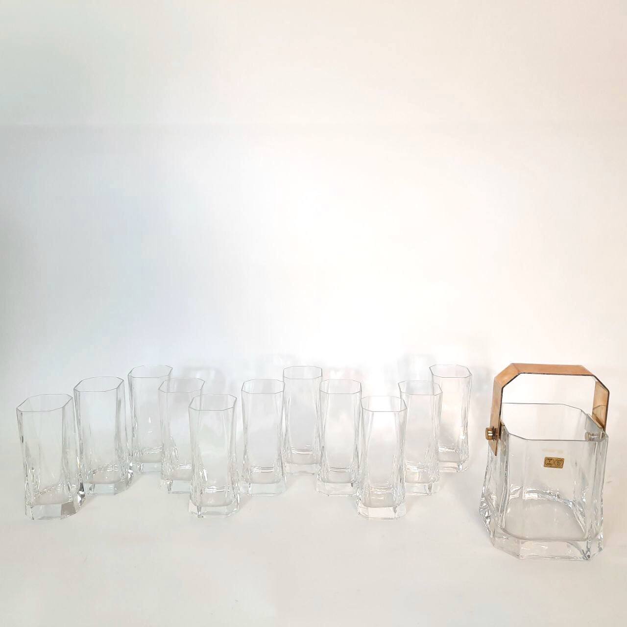 Servizio 11 Bicchieri con portaghiaccio, Tumbler Designer Cini Boeri Per Arnolfo Di Cambio.