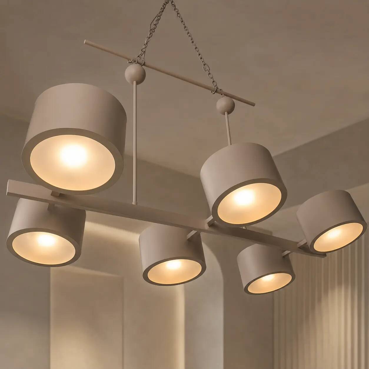 Grey metal Sputnik chandelier Stilnovo Lelli Style with 6 arms Italian