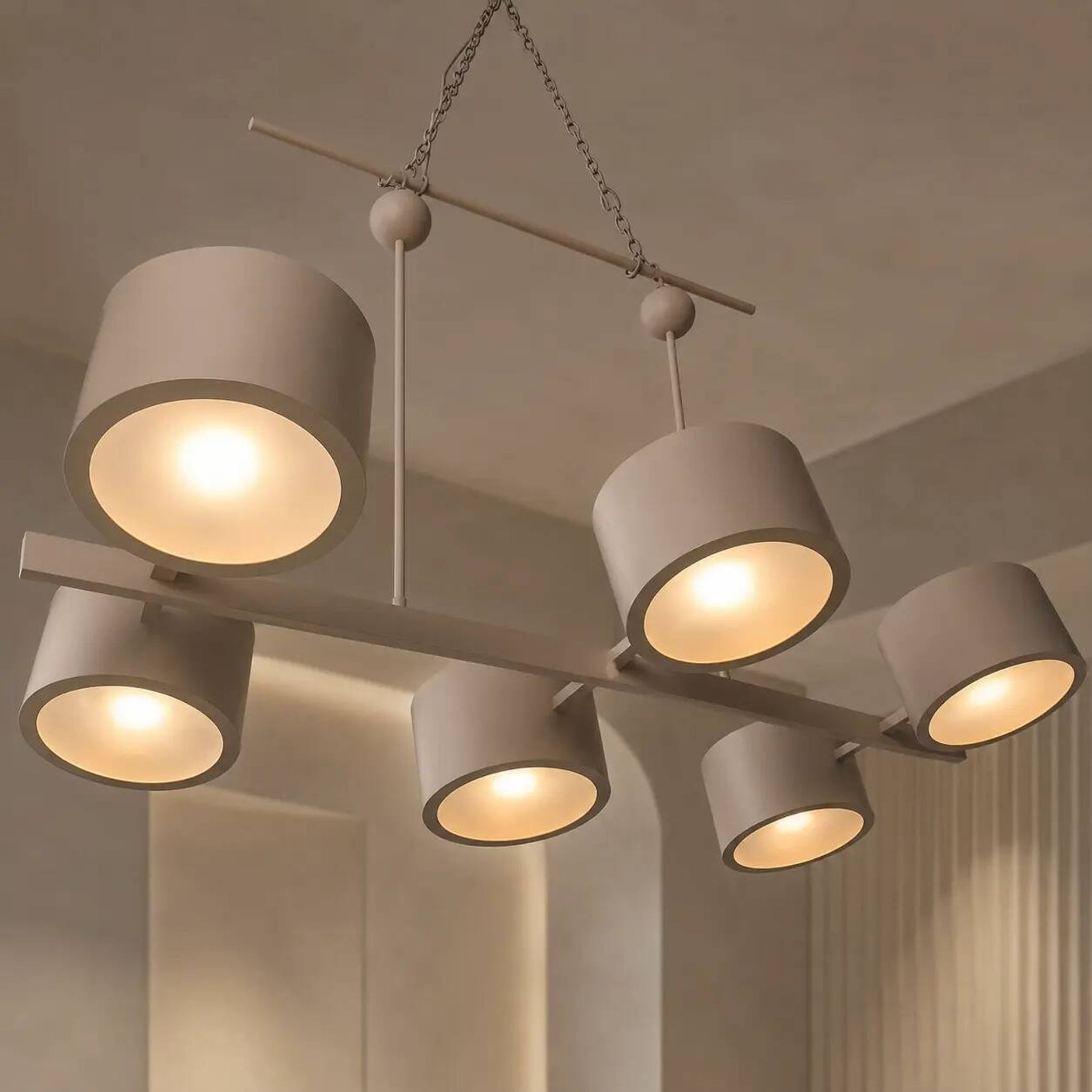 Grey metal Sputnik chandelier Stilnovo Lelli Style with 6 arms Italian