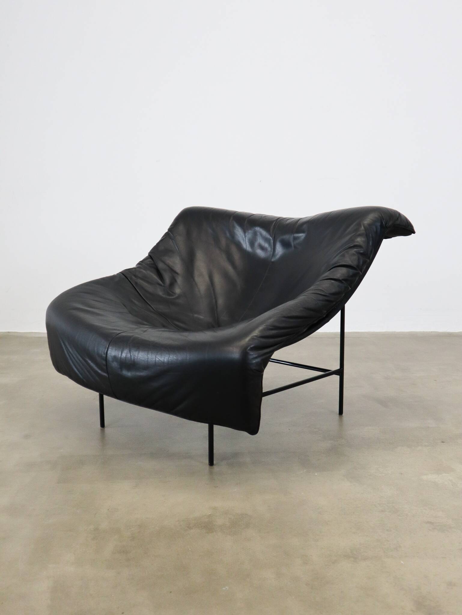 Fauteuil Butterfly vintage en cuir noir par Gerard van den Berg pour Montis
