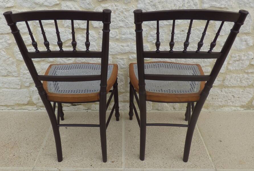 2 quality wooden caned chairs