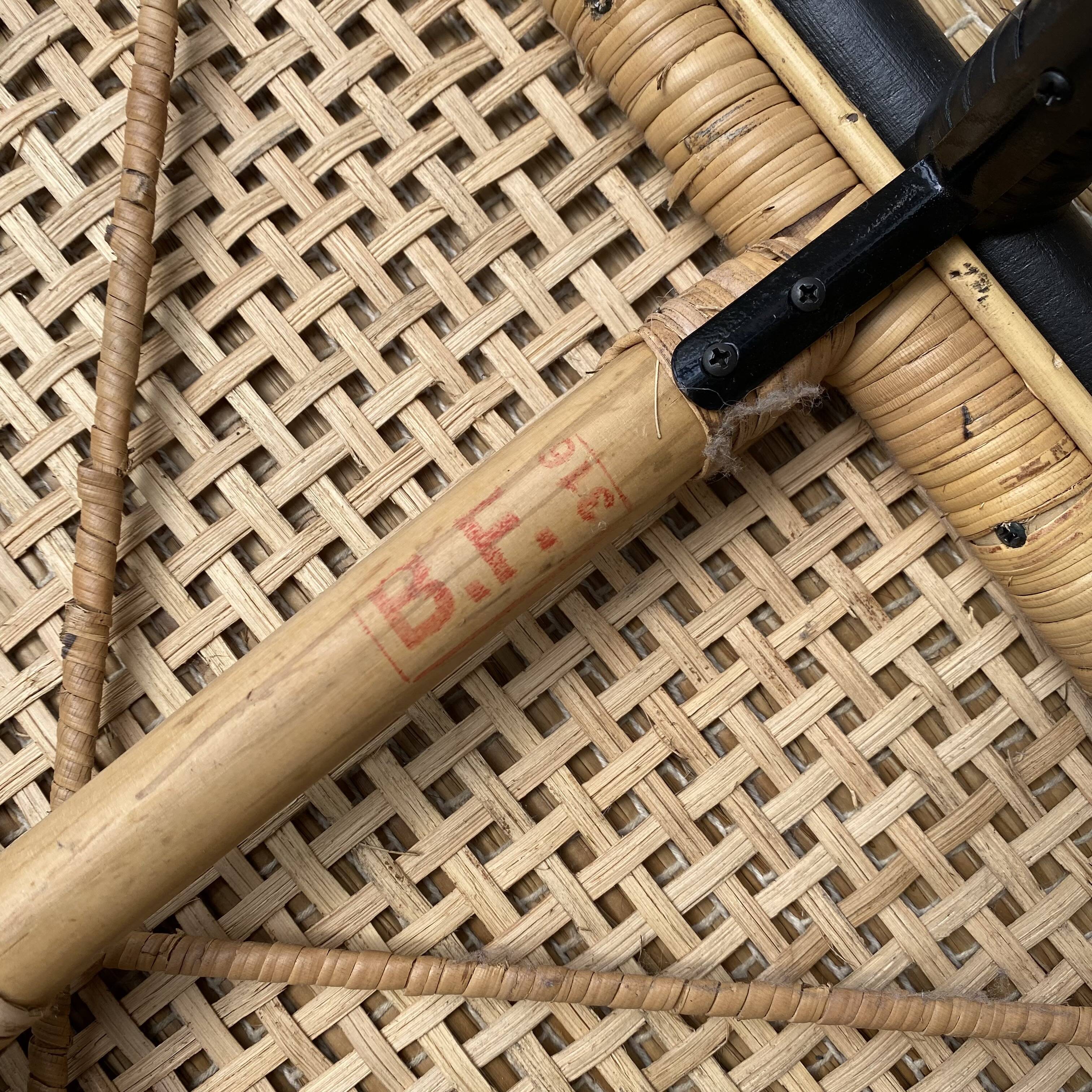 Rattan and cane ottoman or coffee table