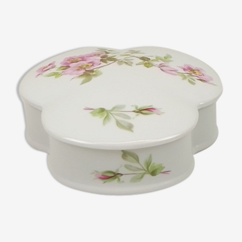 White ceramic box deco roses – GIRAUD – Limoges France