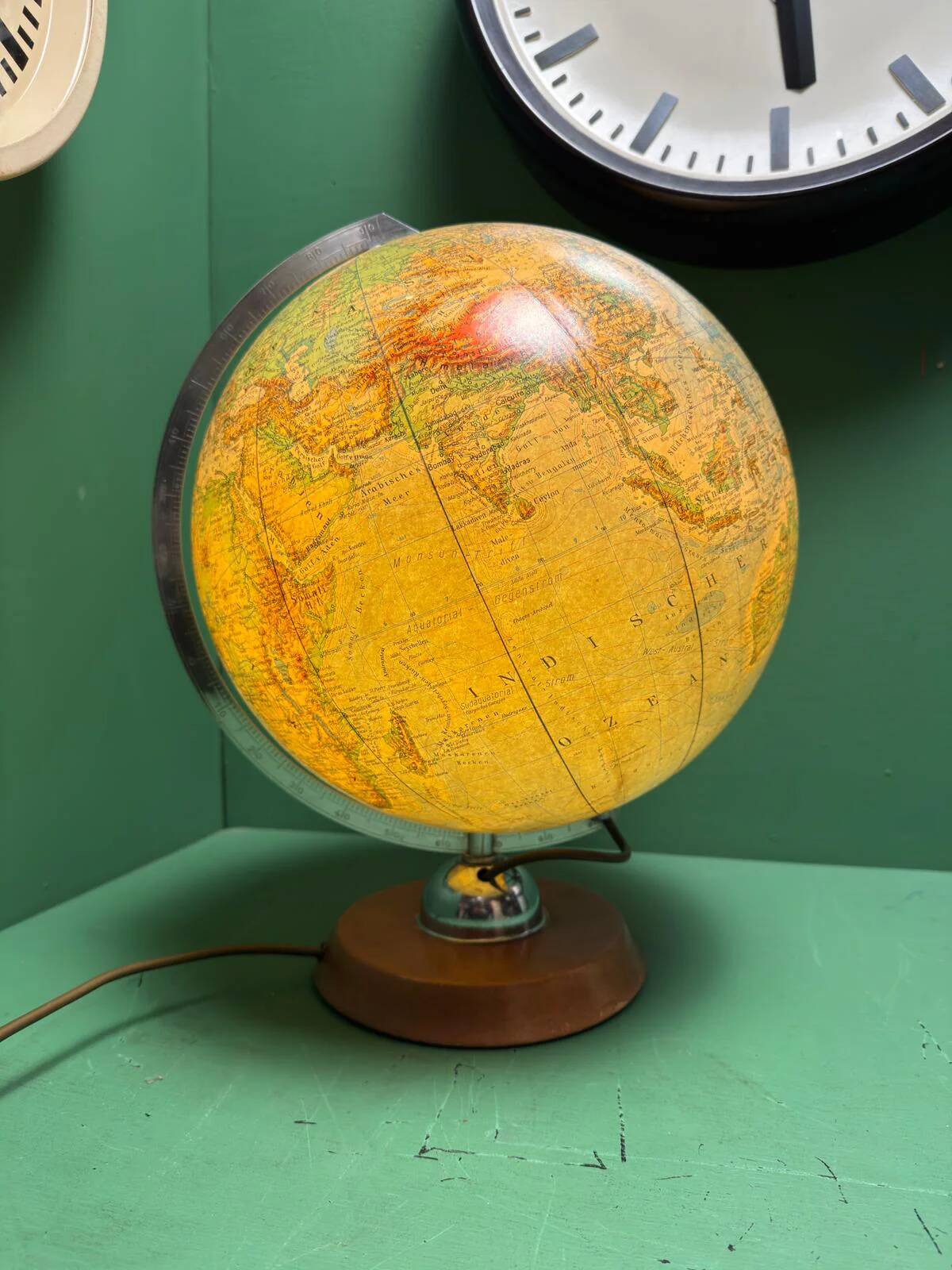 Vintage 1960s German glass globe lamp by JRO Globus Munchen