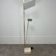 70s design floor lamp, brass and travertine, Hollywood Regency