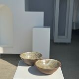 Duo of ceramic bowls interior glazed exterior matt raw earth