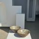 Duo of ceramic bowls interior glazed exterior matt raw earth