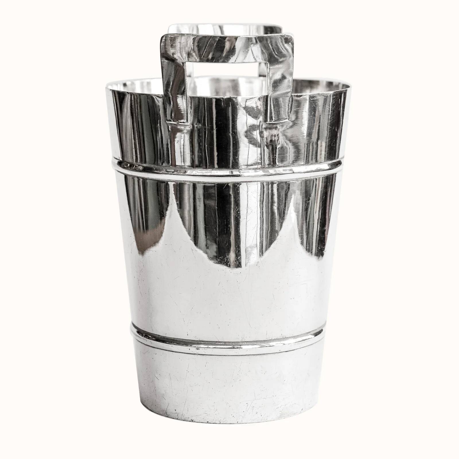 Mid-century modern silver plated champagne cooler and ice bucket