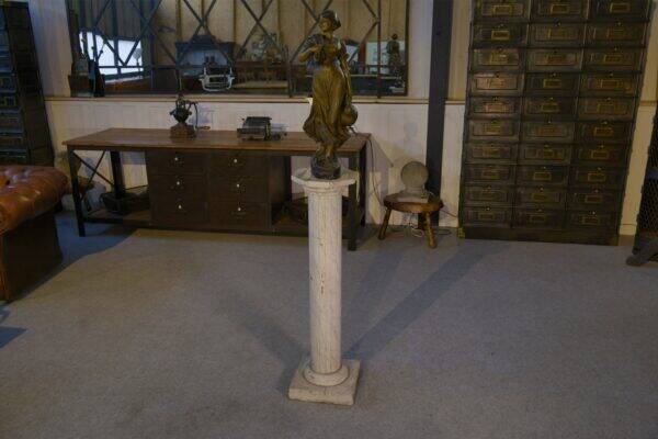 Colonne néo-classique en bois peinture imitation marbre début XXème