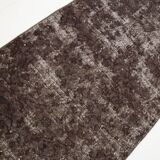 Tapis de course vintage turc en laine douce, gris foncé, 2x10