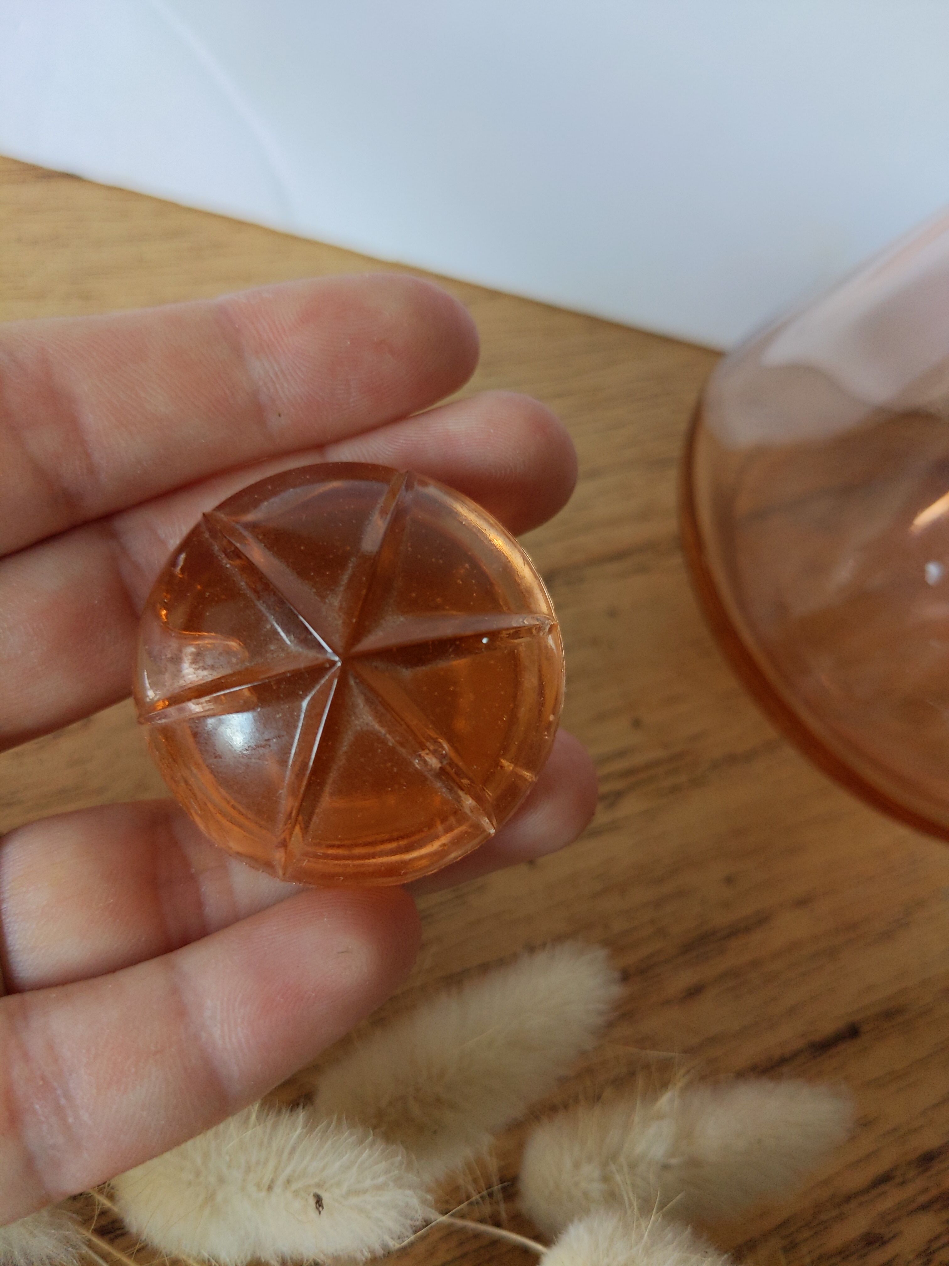 Vintage decanter hand-painted pink glass