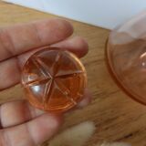 Vintage decanter hand-painted pink glass