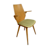 Baumann chair in light wood and Skai, 60s