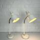 Pair of BJS desk lamps in white lacquered steel and brass – Sweden 1960s