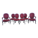 Living room set with Louis XV style medallion armchairs and chairs