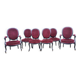 Ensemble salon fauteuils et chaises médaillon style Louis XV
