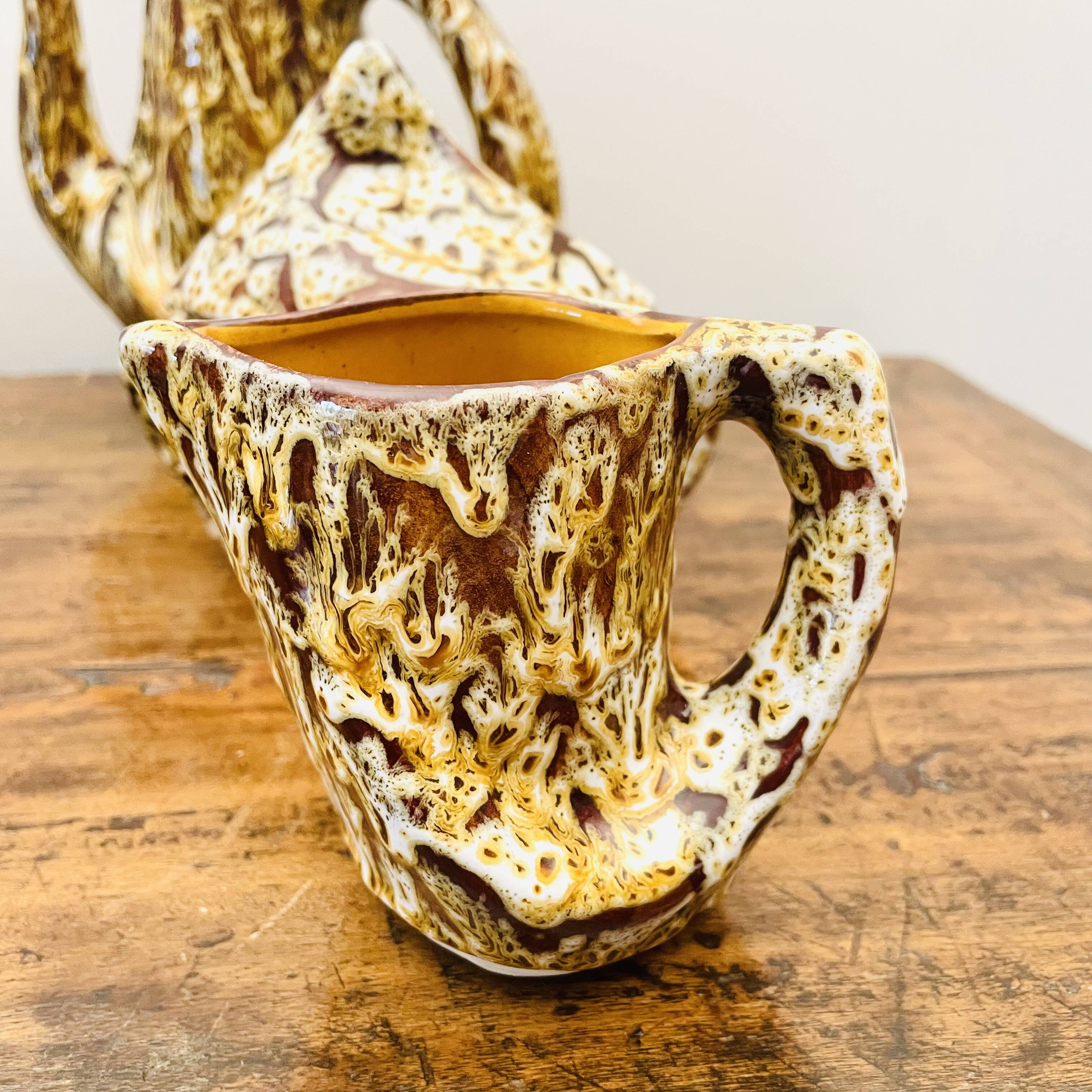 Rare Vallauris ceramic coffee service Sculptural design and u enamel