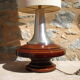 Floor lamp base ceramic ball vintage and aluminum brush 1970