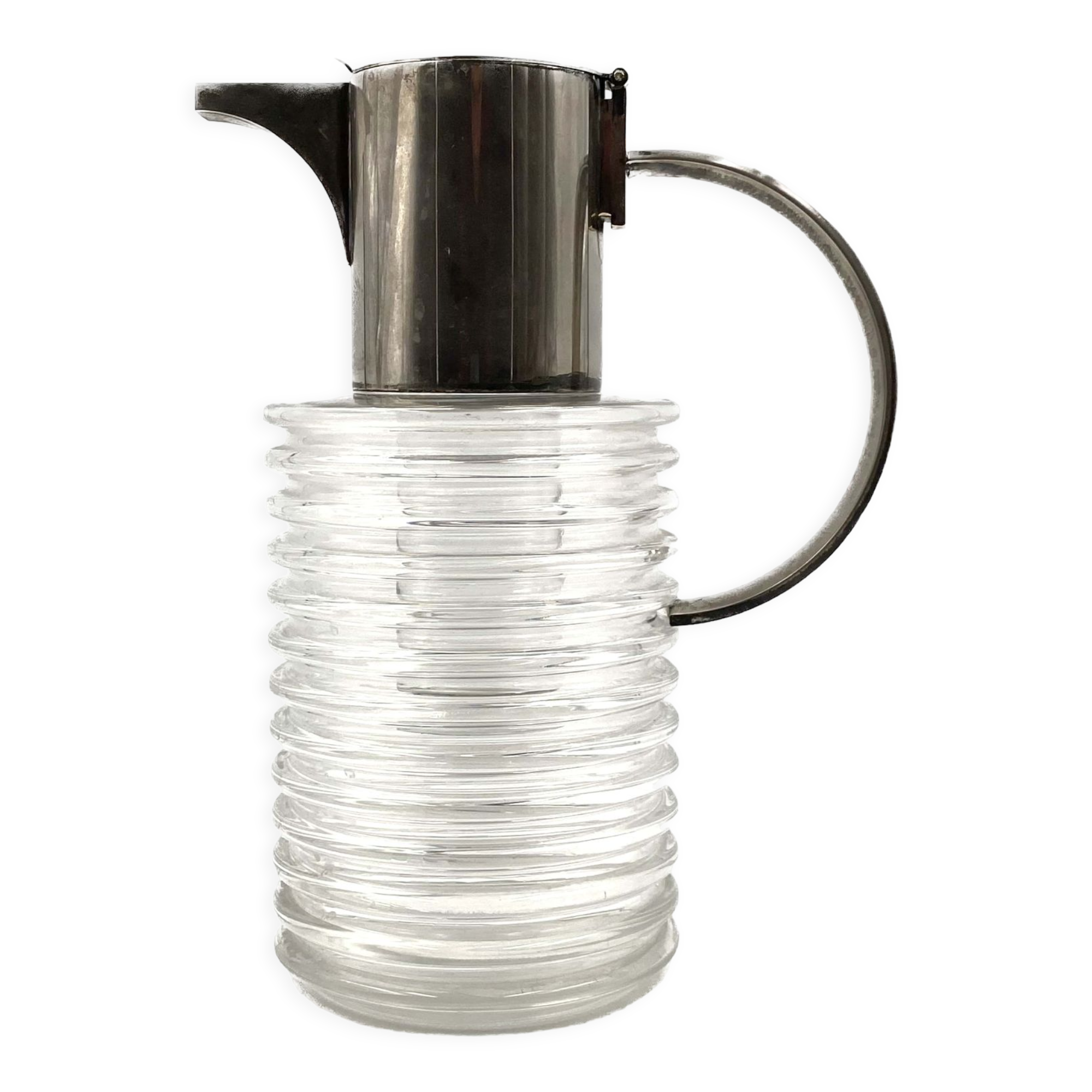 Sergio Asti silverplated and glass jug  Arnolfo di Cambio 1968
